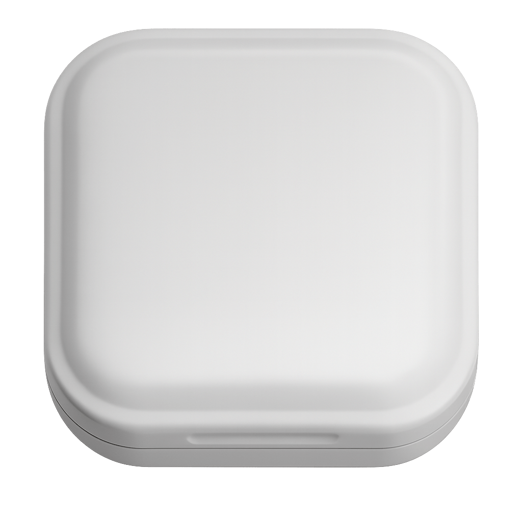white hearing aid charging case on a transparent background