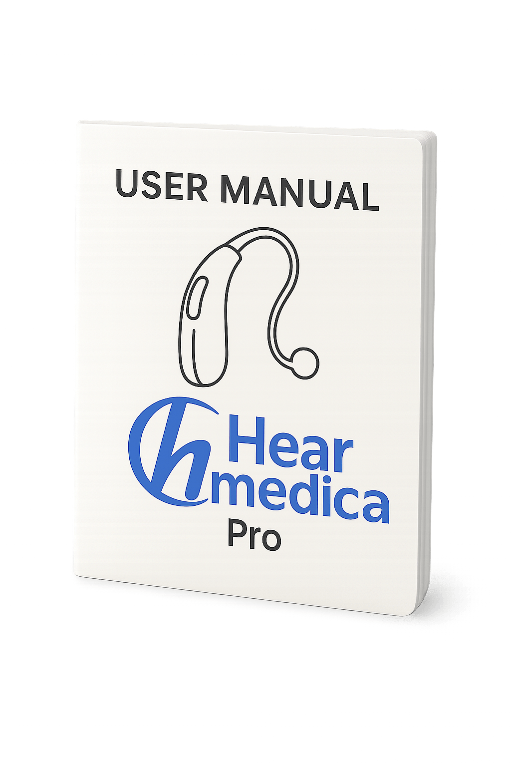 User manual for Hearmedica Pro hearing device on a white background